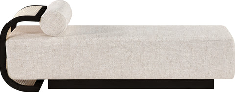 Willow Beige Cane And Linen Textured Fabric Upholstered Chaise, 1 Piece (Style 3)