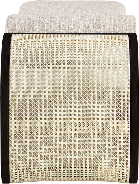 Willow Beige Cane And Linen Textured Fabric Upholstered Chaise, 1 Piece (Style 3)