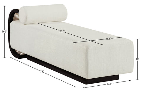 Willow Cream Cane And Linen Textured Fabric Upholstered Chaise, 1 Piece (Style 3)