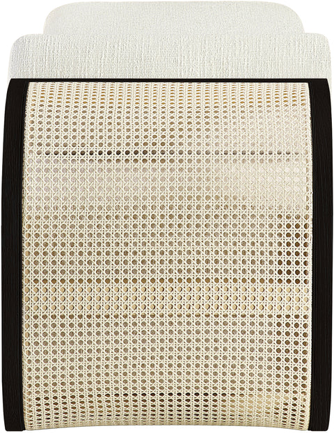 Willow Cream Cane And Linen Textured Fabric Upholstered Chaise, 1 Piece (Style 3)