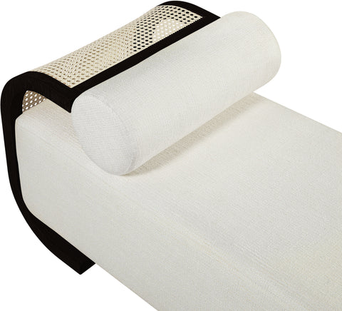 Willow Cream Cane And Linen Textured Fabric Upholstered Chaise, 1 Piece (Style 3)