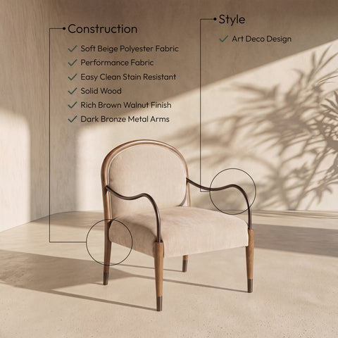 Harper Beige Fabric Upholstered Accent Chair, 1 Piece