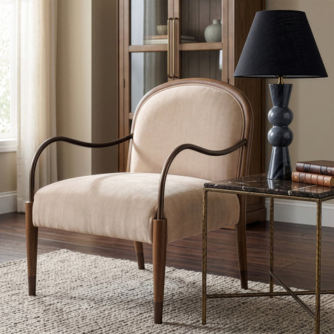 Harper Beige Fabric Upholstered Accent Chair, 1 Piece