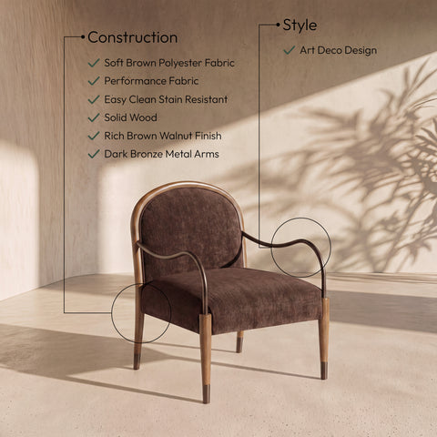 Harper Brown Fabric Upholstered Accent Chair, 1 Piece