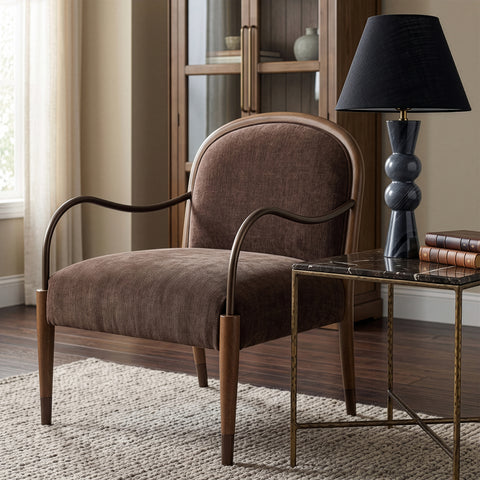 Harper Brown Fabric Upholstered Accent Chair, 1 Piece