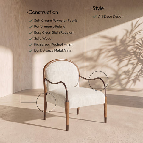 Harper Cream Fabric Upholstered Accent Chair, 1 Piece