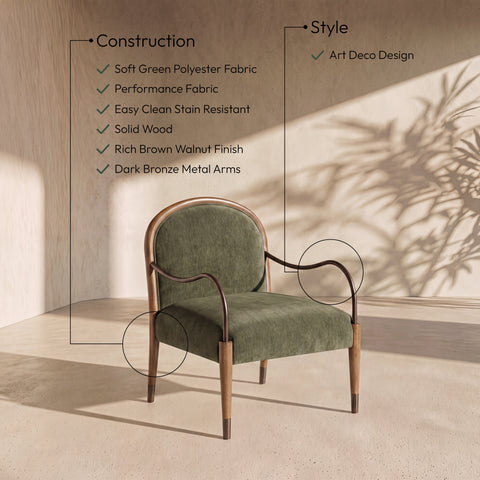 Harper Green Fabric Upholstered Accent Chair, 1 Piece