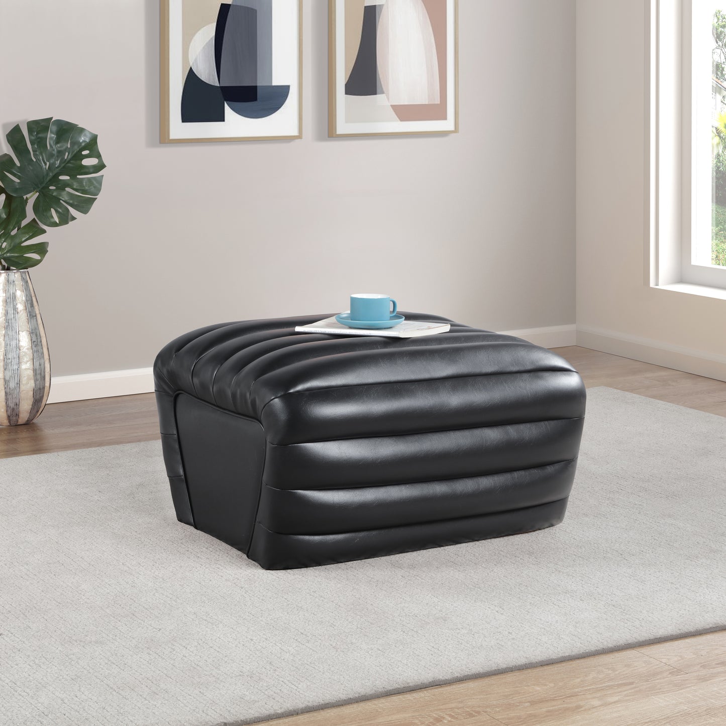 ezra black ezran leather ottoman