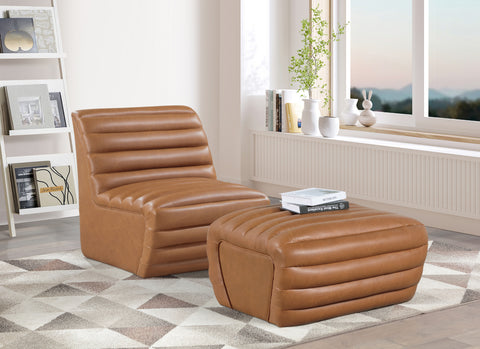 Sloane Cognac Vegan Leather Upholstered Accent Chair, 1 Piece