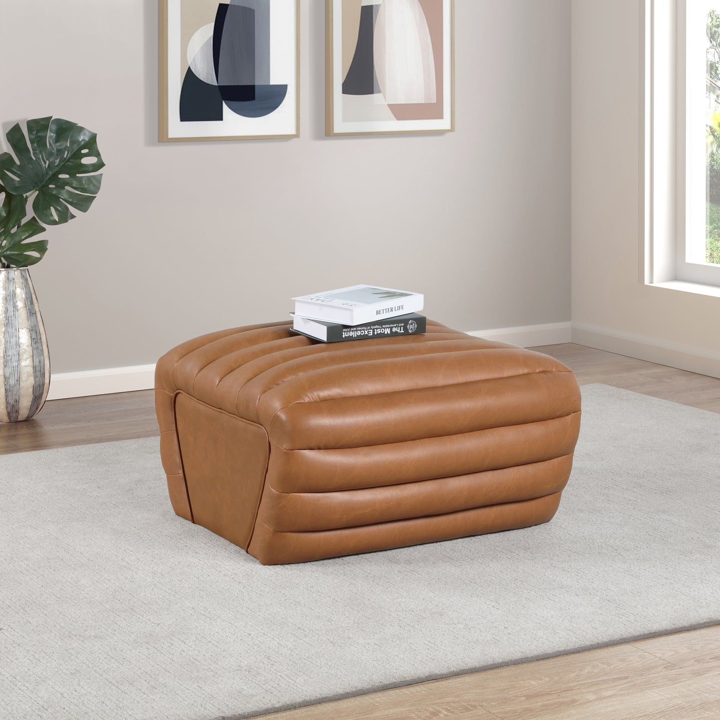 ezra cognac ezran leather ottoman