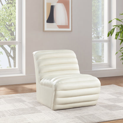 Ezra Cream Ezran Leather Accent Chair