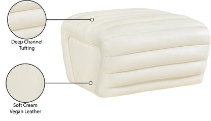 Ezra Cream Ezran Leather Ottoman