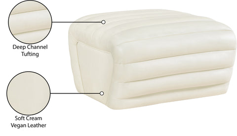 Ezra Cream Ezran Leather Ottoman