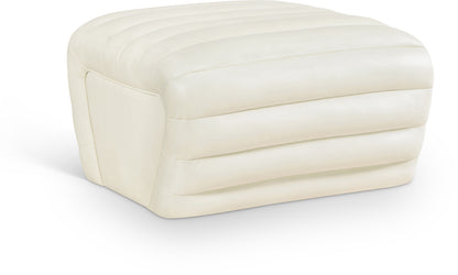 Ezra Cream Ezran Leather Ottoman