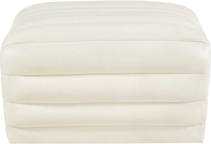 Ezra Cream Ezran Leather Ottoman