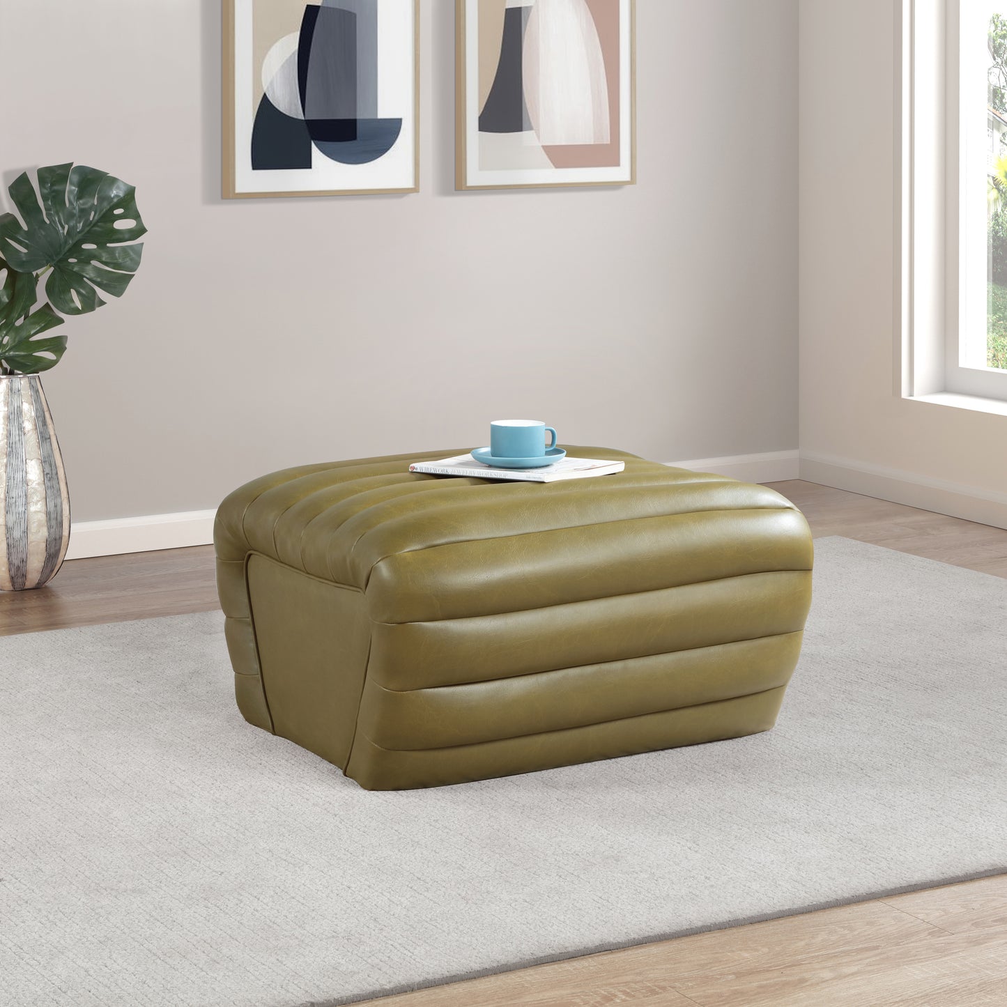 ezra olive ezran leather ottoman