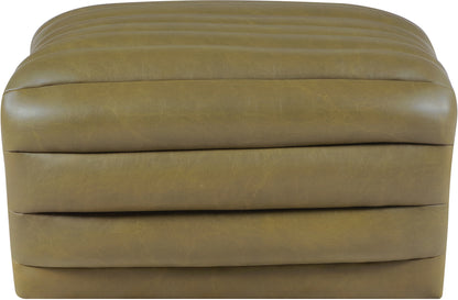 Ezra Olive Ezran Leather Ottoman