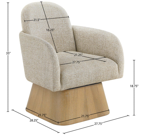 Blaire Beige Linen Textured Fabric Upholstered Swivel Accent Chair, 1 Piece