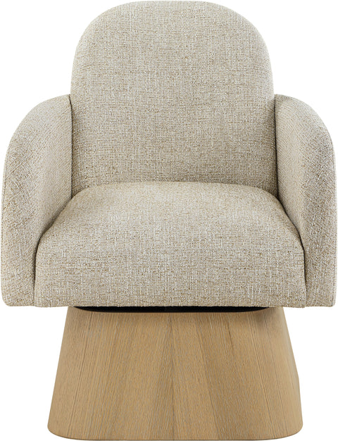 Blaire Beige Linen Textured Fabric Upholstered Swivel Accent Chair, 1 Piece