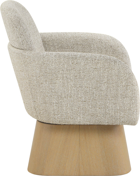Blaire Beige Linen Textured Fabric Upholstered Swivel Accent Chair, 1 Piece
