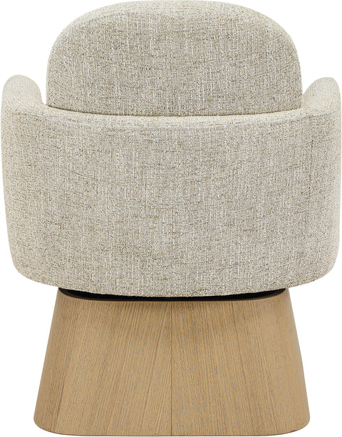 Blaire Beige Linen Textured Fabric Upholstered Swivel Accent Chair, 1 Piece