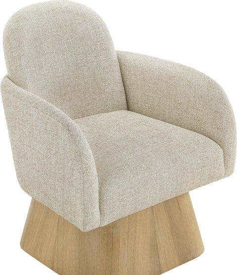 Blaire Beige Linen Textured Fabric Upholstered Swivel Accent Chair, 1 Piece