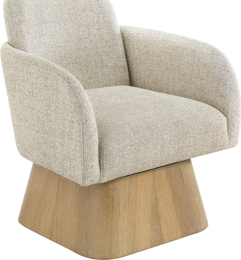 Blaire Beige Linen Textured Fabric Upholstered Swivel Accent Chair, 1 Piece