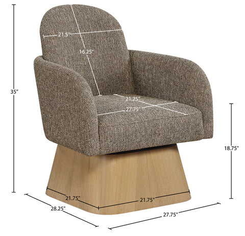 Blaire Brown Linen Textured Fabric Upholstered Swivel Accent Chair, 1 Piece