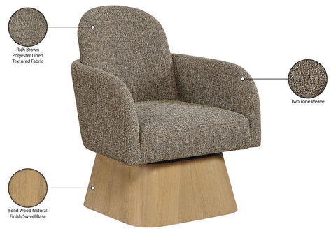 Blaire Brown Linen Textured Fabric Upholstered Swivel Accent Chair, 1 Piece