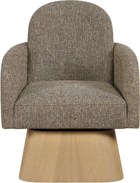 Blaire Brown Linen Textured Fabric Upholstered Swivel Accent Chair, 1 Piece