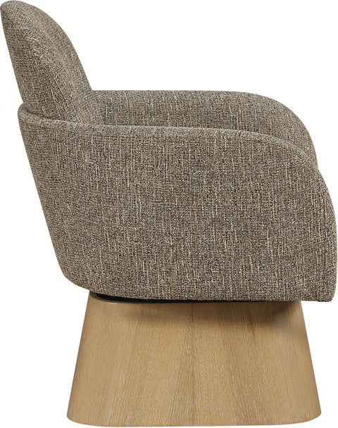 Blaire Brown Linen Textured Fabric Upholstered Swivel Accent Chair, 1 Piece