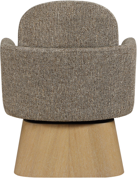 Blaire Brown Linen Textured Fabric Upholstered Swivel Accent Chair, 1 Piece