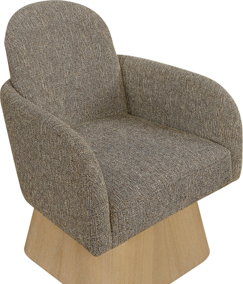 Blaire Brown Linen Textured Fabric Upholstered Swivel Accent Chair, 1 Piece