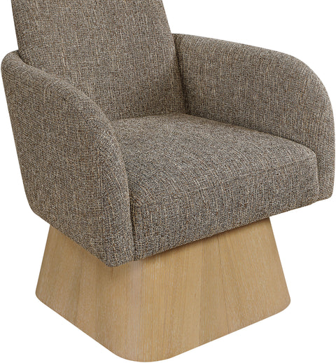 Blaire Brown Linen Textured Fabric Upholstered Swivel Accent Chair, 1 Piece