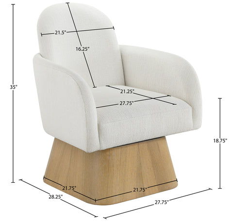 Blaire Cream Linen Textured Fabric Upholstered Swivel Accent Chair, 1 Piece