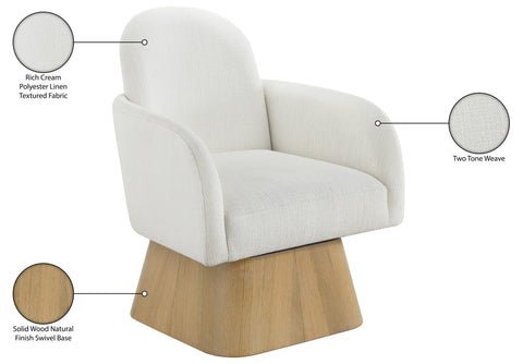 Blaire Cream Linen Textured Fabric Upholstered Swivel Accent Chair, 1 Piece