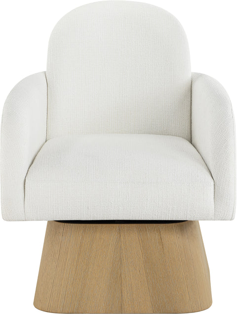 Blaire Cream Linen Textured Fabric Upholstered Swivel Accent Chair, 1 Piece