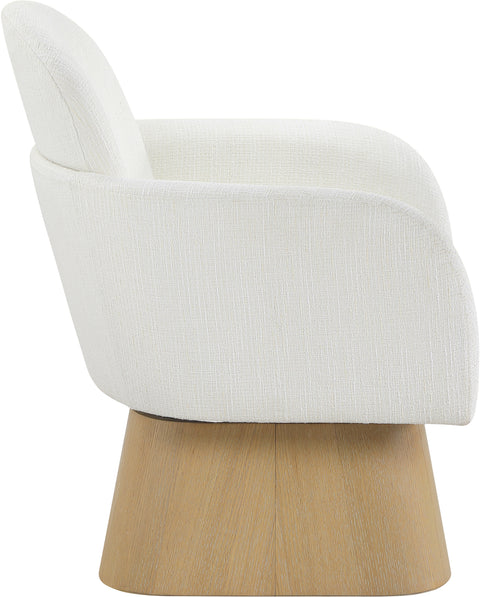 Blaire Cream Linen Textured Fabric Upholstered Swivel Accent Chair, 1 Piece