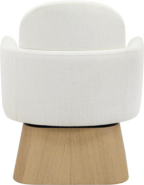 Blaire Cream Linen Textured Fabric Upholstered Swivel Accent Chair, 1 Piece