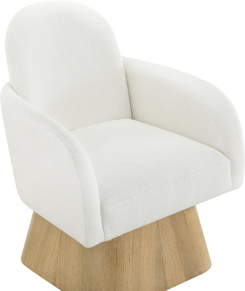 Blaire Cream Linen Textured Fabric Upholstered Swivel Accent Chair, 1 Piece