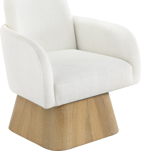 Blaire Cream Linen Textured Fabric Upholstered Swivel Accent Chair, 1 Piece