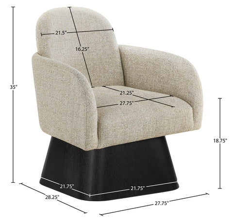 Blaire Beige Linen Textured Fabric Upholstered Swivel Accent Chair, 1 Piece (Style 2)
