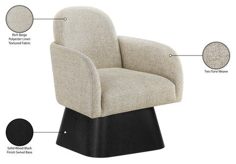 Blaire Beige Linen Textured Fabric Upholstered Swivel Accent Chair, 1 Piece (Style 2)