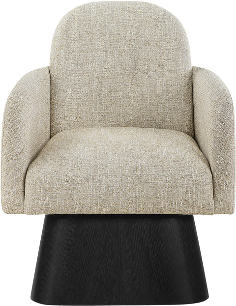 Blaire Beige Linen Textured Fabric Upholstered Swivel Accent Chair, 1 Piece (Style 2)