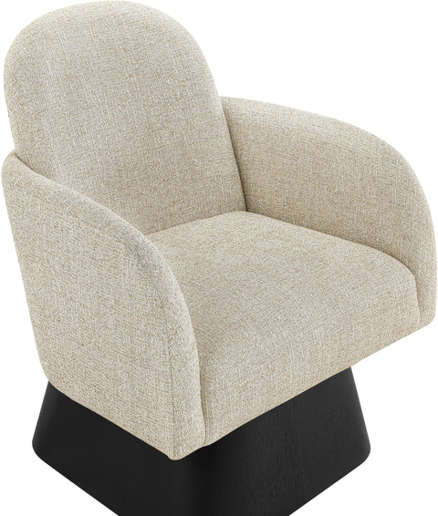 Blaire Beige Linen Textured Fabric Upholstered Swivel Accent Chair, 1 Piece (Style 2)