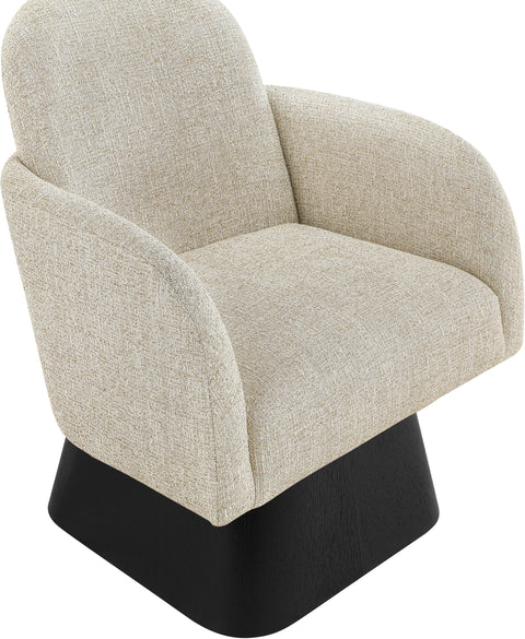 Blaire Beige Linen Textured Fabric Upholstered Swivel Accent Chair, 1 Piece (Style 2)
