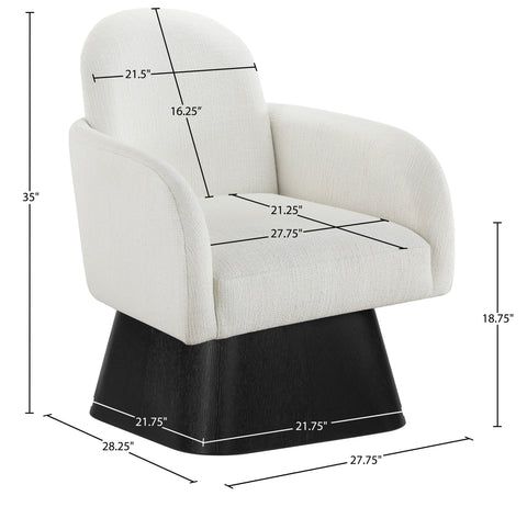 Blaire Cream Linen Textured Fabric Upholstered Swivel Accent Chair, 1 Piece (Style 2)