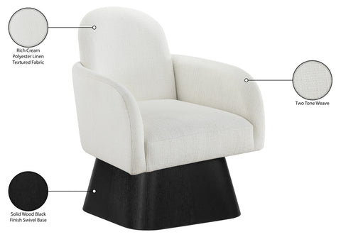 Blaire Cream Linen Textured Fabric Upholstered Swivel Accent Chair, 1 Piece (Style 2)