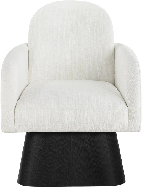 Blaire Cream Linen Textured Fabric Upholstered Swivel Accent Chair, 1 Piece (Style 2)