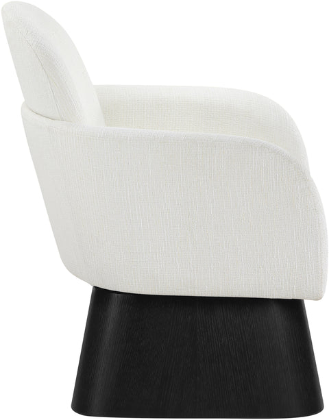 Blaire Cream Linen Textured Fabric Upholstered Swivel Accent Chair, 1 Piece (Style 2)